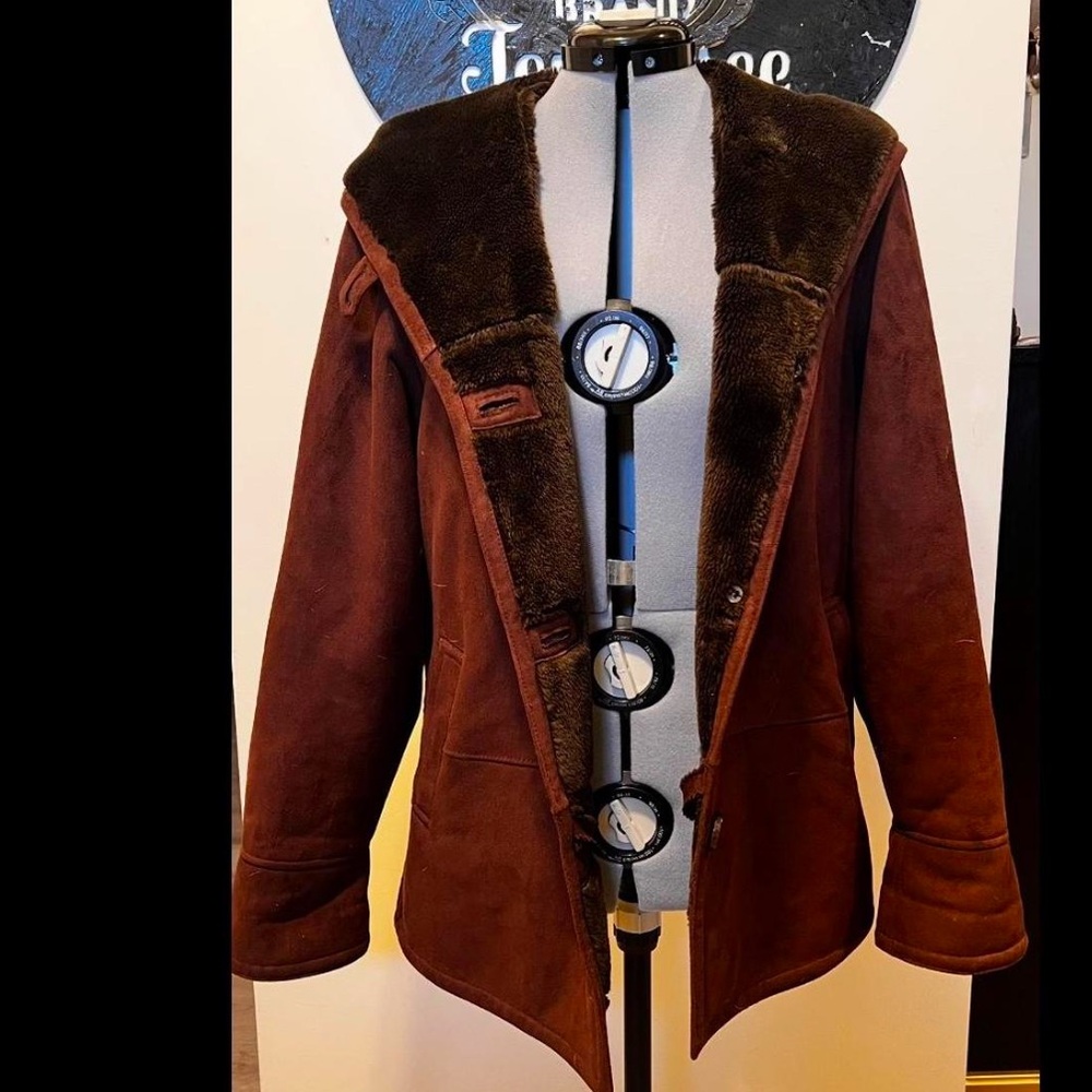 Faux brown shearling jacket
